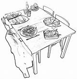 Table Dinner Coloring Joostlangeveldorigami Nl sketch template