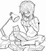 Colorear Leyendo Gato Colouring Supercoloring Manga Gatitos Chat sketch template