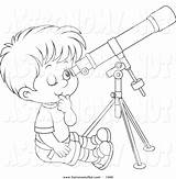 Telescope Coloring Pages Drawing Clipart Astronomy Lineart Boy Looking Getcolorings Template Getdrawings Printable sketch template