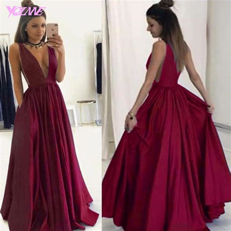 wine red prom dresses sexy dresses deep v neck dresses long party dresses runway fashion dress