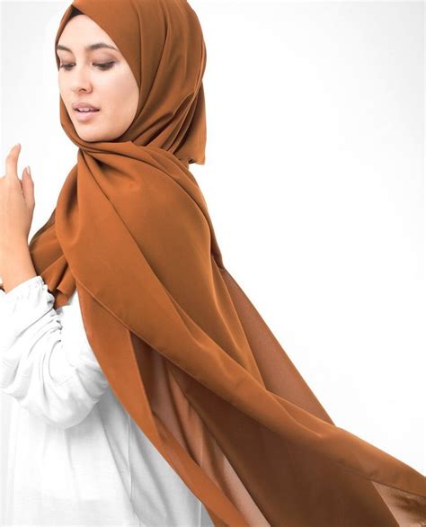 glazed ginger brown georgette hijab modest fashion hijab scarf