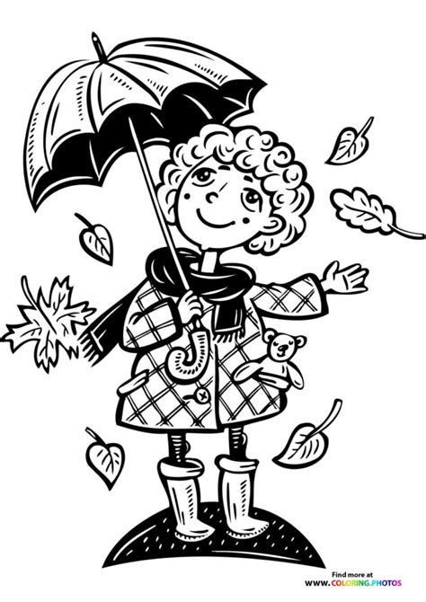 girl  umbrella coloring pages  kids