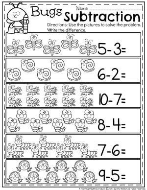 subtraction worksheets planning playtime kindergarten subtraction