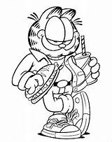 Garfield Coloring Eating Pages Food Looking Favorite Cool sketch template