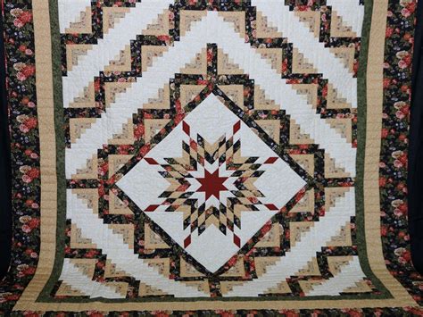 browngreen gold lone star log cabin quilt ruth flaud