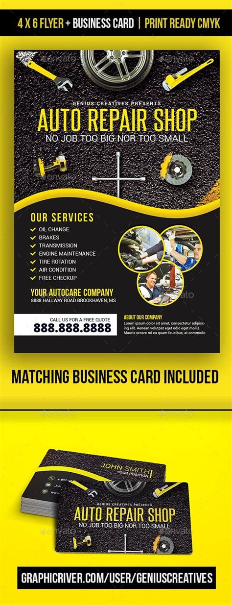 auto repair mechanic flyer template car repair service auto repair