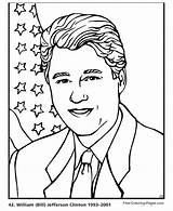 Coloring Presidents Pages Clinton President Bill Bush Printable Usa George William American Patriotic Color Sheets Drawing Printables Frank Anne Clipart sketch template