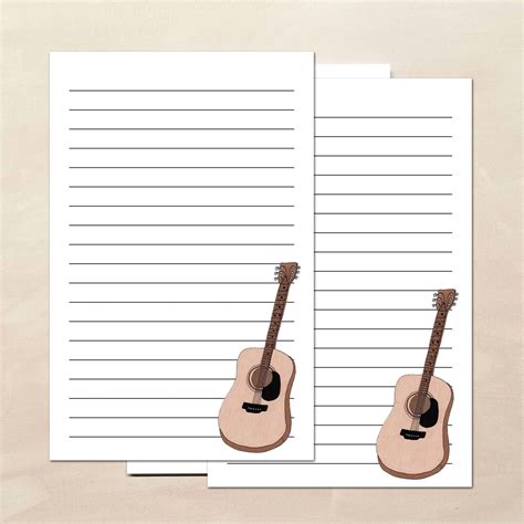 guitar stationery paper  envelopes stationery paper personalized