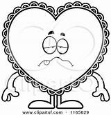 Heart Clipart Mascot Doily Valentine Cartoon Depressed Sick Thoman Cory Vector Outlined Coloring Happy Royalty Sad 2021 Clipartof sketch template