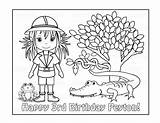 Safari Coloring Pages Jungle Girl Printable Kids Color Print Animals Animal Personalized Favor Birthday Party Getcolorings Etsy sketch template