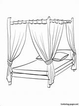 Bed Canopy Drawing Furniture Bedroom Arranging Sketch Pine sketch template