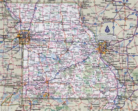 large detailed roads  highways map  missouri state   cities