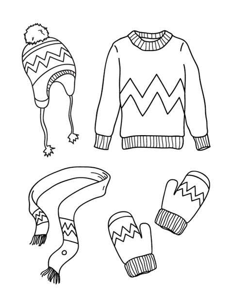 printable winter clothes coloring page