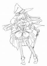 Halloween Anime Lineart Witch Queen Coloring Deviantart Pages Girl Coloriage Drawing Witches Printable Colorier Demon Manga Drawings Colouring Line Girls sketch template
