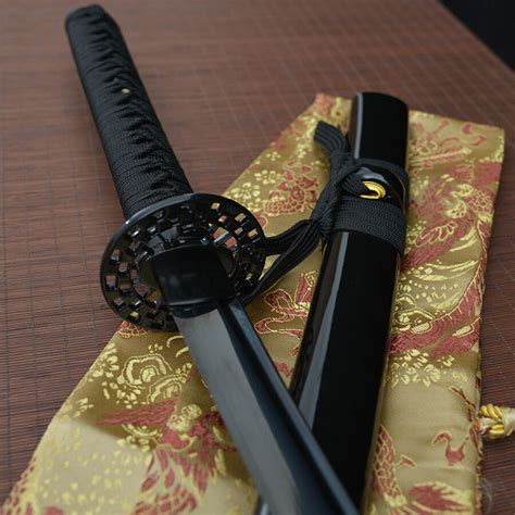 hand forged  black  blade japanese katana samurai real sword