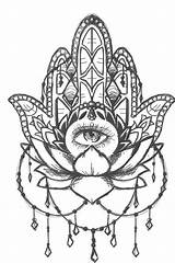 Hamsa Coloring Fatima Tatouage Oeil Amulet Hasma Pins Augen Indianer Wirbelsäulen Indien Zeichnung Ganesha Nz sketch template