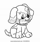 Dog Drawing Sitting Template Cute Pet Kids Coloring sketch template