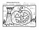 Halloween Addition Subtraction Color Fun Worksheets Math Coloring Grade Worksheet Pages Second 1st First Kids Autumn Multiplication School Happy Teacherspayteachers sketch template