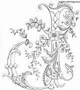 Coloring Monogram Pages Alphabet Hand Embroidery Letters Monograms Embroidered Letter Fancy Lettering Album Cover Designs Para Illuminated Magic Flowered Colouring sketch template