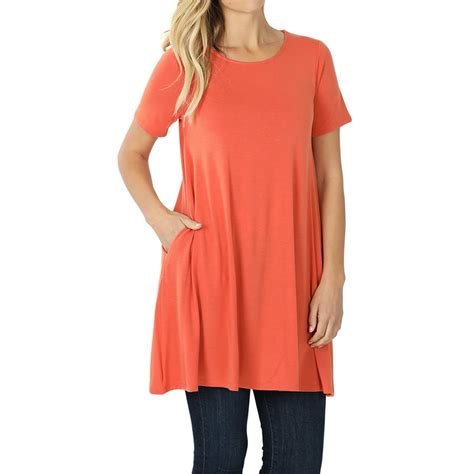 thelovely women   neck short sleeve long  tunic top