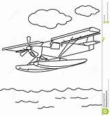 Plane Coloring Sea Kids Illustration sketch template