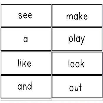 kindergarten sight word flash cards  oinkpigtales tpt