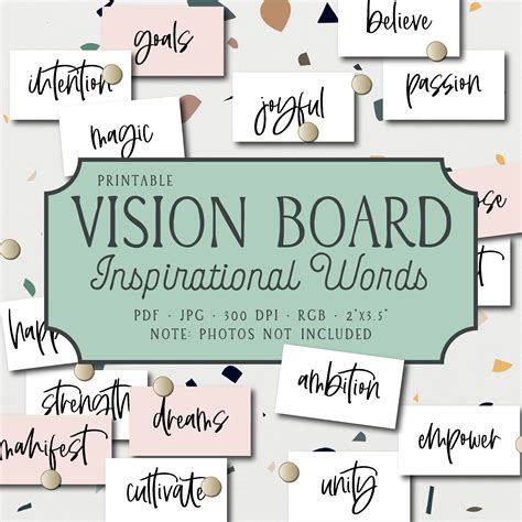 printable vision board words