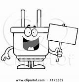 Mascot Plug Holding Electric Sign Happy Coloring Clipart Cartoon Thoman Cory Outlined Vector Regarding Notes sketch template