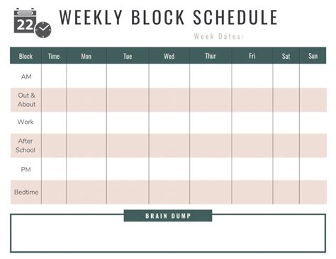 time blocking productivity hack  block schedule template