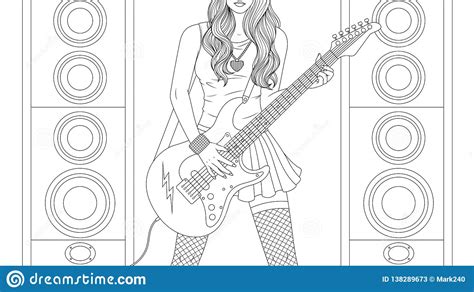 beautiful girl guitar player stock vector illustration  designs