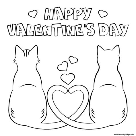valentines day cats  love coloring page printable