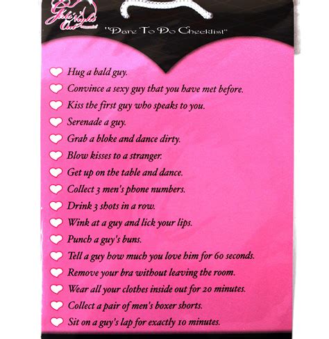 Naughty Dare To Do Checklist With Cord Pink Cat Shop