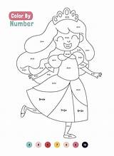 Number Color Princess Coloring Pages Printable Numbers Colors Additions Printablee Via Printables Addition sketch template
