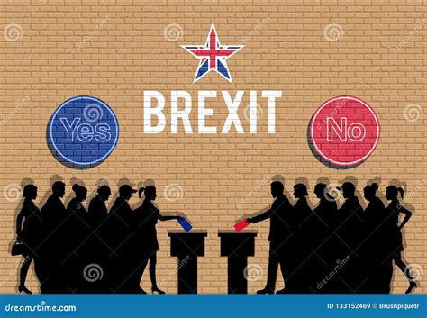 british voters crowd silhouette  brexit     signs stock vector illustration