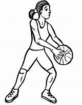 Basketball Girl Coloring Player Clipart Pages Playing Cartoon Drawing Clip Cliparts Basket Girls Drawings Kids Library Basketballs Printable Template Printactivities sketch template