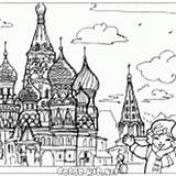 Cathedral Coloring Basils St Pskov Trinity Prague Hall Town sketch template