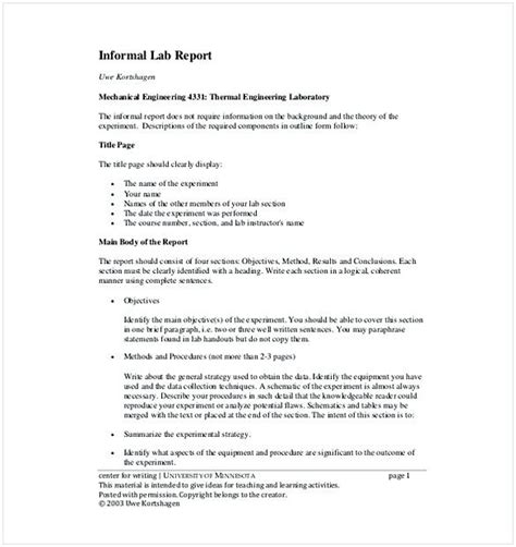 lab report format template  scientific work check