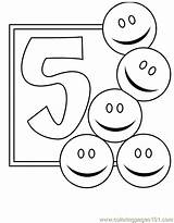 Coloring Number Numbers Pages Color Five Print Kids Funny Popular Gif sketch template