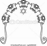 Chuppah Graphic Arch Vintage Wedding Jewish Vector Religious Groom Bride Under Illustration Canopy Isolated Background sketch template