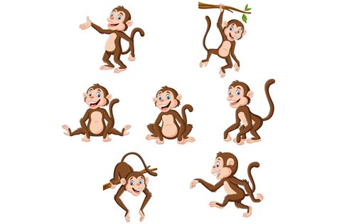 cartoon monkeys clip art set graphic  tigatelu thehungryjpeg