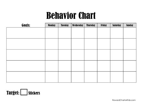 editable monthly behavior chart  calendar printable