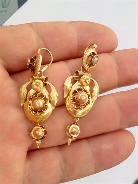 antieke  eeuwse gouden oorbellen catawiki