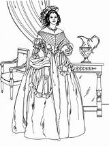 Coloriage Coloring Pages Victorian Woman Colorier Noble Princesse Enregistrée Jeux Livres Depuis sketch template