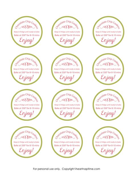 cookies label template  printable templates