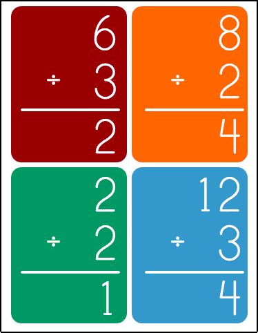 customizable  printable division flash cards math stem resources