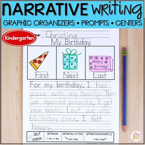narrative writing prompts graphic organizers  centers kindergarten