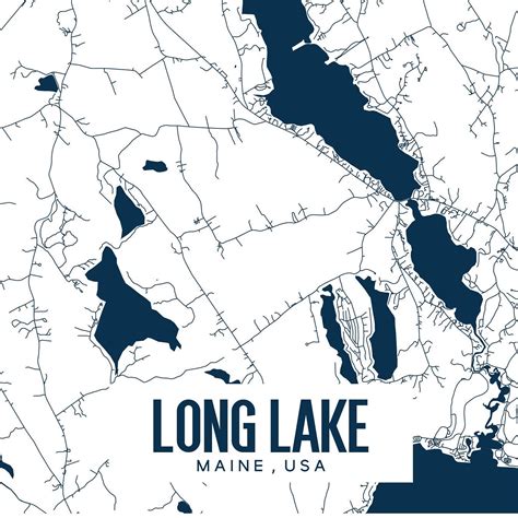 long lake lake map long lake maine print long lake naples etsy
