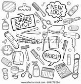 Hair Salon Doodle Shop Beauty Barber Dress Vector Set Scribble Sketch Care Icon Shutterstock Preview sketch template