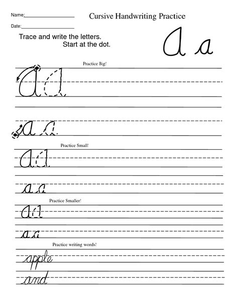 printable cursive writing worksheets az