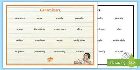 generalisers word mat teacher  twinkl